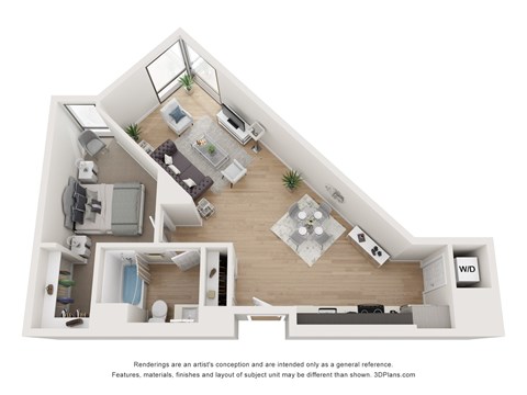 A4 One bedroom floorplan at Star Harbor in Alameda, CA.